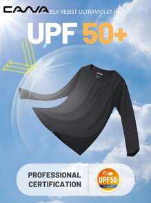 Cavva 女士夏季 UPF50+ 速干吸湿排汗长袖上衣 100% 涤纶轻盈透气圆领修身女性插肩袖休闲户外 - 黑色 - 查看 6