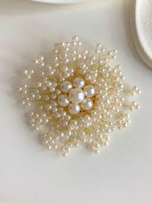 1 Stück Perlblume Brosche, aus Kupferdraht gewebte Alltagsbrosche Accessoire für Frauen