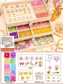 Kids Girls DIY Beaded Bracelet Craft Kit, Fun Birthday Gift Surprise Box
