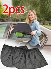 2/4pcs Car Seat Back Anti-Mosquito Sunshade Mesh Curtain, Black Mesh Side Window Sunshade, Does Not Block Vision, Breathable Without Affecting Window Rolling