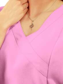 U4U Uniforms Filipina Dama Cuello V Cruzada Con Elastico En Espalda - Rosa Pálido - Ver 8