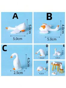6pcs Set Of Adorable White Goose Figurines - Resin Crafted Desktop Ornaments For Home & Garden Decor Cute And Funny Little White Duck, Perfect Gift For Family And Friends In The Healing Series - Multicolor - View 21