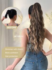 爪形馬尾接髮長波浪彈性捲髮多色棕色和金色 24 英吋耐熱 - 彩色 - 查看 4