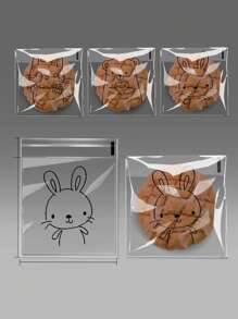 100个装可爱卡通透明自粘面包袋豆沙菠萝袋烘焙切片吐司全麦面包自封包装饼干袋 - 動物圖案 - 查看 5