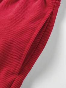 Men's Letter Graphic Drawstring Waist Loose Casual Shorts - Red - View 4