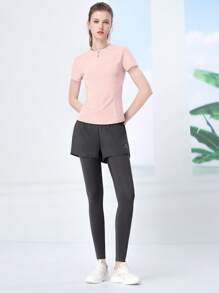 CAMEL Conjunto de ropa deportiva para mujer, camiseta deportiva transpirable y absorbente de humedad para primavera y verano, talla grande dos pantalones deportivos, conjunto de dos piezas, apto para correr, yoga