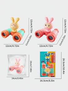1 Set de Binoculares con diseño de conejo, kit de binoculares y silbato portátiles y divertidos para actividades al aire libre como regalo para niños, niñas, jardín de infantes, con accesorios variados - Multicolor - Ver 12