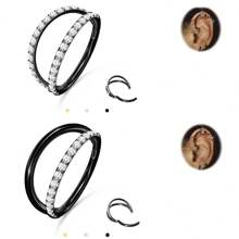 Anneaux de nez - Anneaux de nez en acier chirurgical 316L à double anneau, 14G/16G/18G/20G, bijoux de piercing au cartilage, septum, lèvre, hélix, rook, tragus, 8mm/10mm/12mm