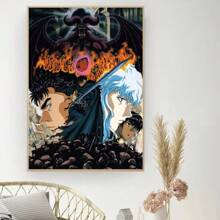 1 pièce Affiche murale sans cadre, affiche de film vintage japonais animé pop, peinture murale décorative, autocollant pour la décoration de la salle d'étude, petit format