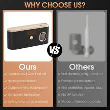 Intelligent UV Toothbrush Sanitizer Holder And 5 Slots Toothbrush Holders, Toothbrush Holder Wall Mounted With Toothpaste Dispenser, USB/Solar Rechargeable Toothbrush Sterilizer, Bathroom Toothbrush Sanitizer, Without Drilling Home Bathroom Decor Fall Decor Back To School - 黑金色 - 查看 11