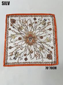 1pc Women's Fashionable And Fresh Printed Polyester Scarf ,Paisley Print Bohemian Bandana,Square Scarf Elegant Bandana,Hair Band,Head Band Ideal For Dressing Up Your Look Valentine's Day Valentines - 70 Satin - View 19