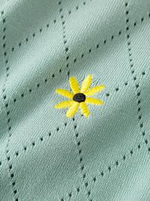 GIGOGOU Áo thun ngắn tay thêu họa tiết thời trang nữ, áo thun dệt kim thoáng khí thêu họa tiết, thích hợp cho kỳ nghỉ hè. - màu xanh lá - Xem 10