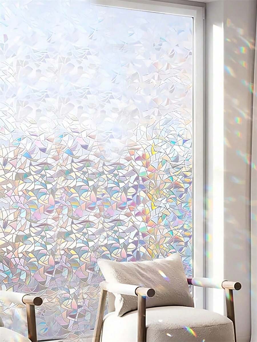 1 Roll Window Privacy Film Rainbow Window Film Decorative Window Sticker, 3D Static Stained Glass Cling Window Tint For Home Heat Control Non-Adhesive Window Glass Films For Office - Multicolor - View 1