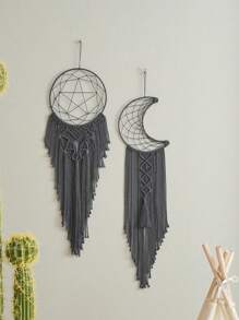 1 pièce Macramé lune et étoile, Attrape-rêves pentagon, Macramé moderne, Décoration murale pour la maison, Cadeau pour mère sorcière, Attrape-rêves en fil, Cadeaux pour elle