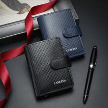 1pc New Design Men's Carbon Fiber Snap Wallet With Aluminum Box, Automatic Pop-Up Card Holder, Multi Card Slots - Black - View 7