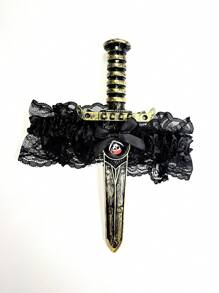 Bow Garter Pirate Lace Bow Leg Ring Sword Leg Holster Halloween Carnival Dress Up Props - Multicolor - View 5