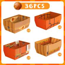 FRUITFUL PARTY. Basketball Party Decorations, 36pcs Basketball Serving Trays Basketball Popcorn Tray Basketball Food Trays For Basketball Birthday Party Decorations, Basketball Snack Trays For Basketball Decor - Multicolor - View 7