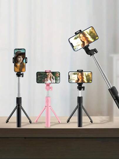 1 st. 360 graders roterbart selfie-stativ, utdragbar smartphonehållare, hållbart plastmaterial, lämplig för telefonfotografering (batteri ingår ej) för sommarsemester, resor, utomhusaktiviteter, stativ för livestreaming