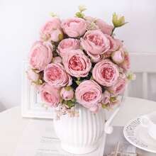 1/2pcs Artificial Rose Bouquet - Premium Real Touch Roses For Wedding/Valentine's Day, DIY Bridal Bouquet & Home Decor, Romantic Centerpiece For Party/Mother's Day Gift (Deep Red/Blush Pink)