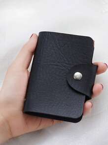24-Slot Waterproof Cowhide Leather Case - Two-Layer Casual Business Organizer Holder With Snap Closure Mini Wallet Card Wallet For Women Wallet Purse Wallet