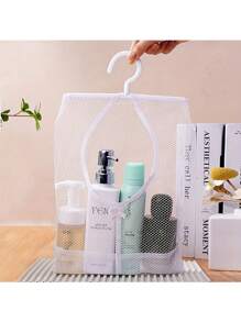 1PC Mesh Hanging Organizer For Bathroom: Plastic, Wall-Mounted, 1 Shelf, Bathroom Storage - Multicolor - View 7