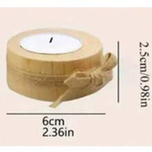 1 pieza Juego de portavelas de madera, envuelto a mano con cuerda de cáñamo, diseño natural, esencial para una cena a la luz de las velas acogedora - color madera - Ver 15