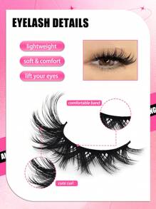 5对/包猫眼假睫毛狐狸眼天使人造貂皮超大卷曲蓬松假睫毛6D假睫毛自然妆效条状睫毛 - 黑色 - 查看 6