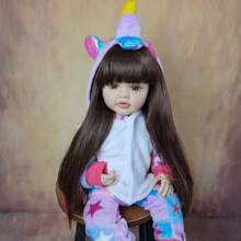 Lifelike 55 CM Can Stand Reborn Doll Toy With Full Soft Vinyl Body 22 Inch Alive Newborn Bebe Lovely Dress Up Birthday Gift (Some Parts Random)