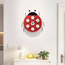 1pc 12-Inch Silent Ladybug Wall Clock, Wall Hanging Decor, Crafts, Suitable For Bedroom, Home, Dorm, Bathroom, Home Decoration, Room Decoration, Office Decoration, Wall Clock, Holiday Gift, New Home Decor
