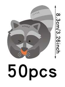 50pcs Fox Lollipop Paper Cards, DIY Decorative Cards - Multicolor - View 2