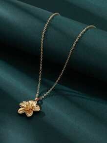 1 pieza Collar de metal con volantes y flores, collar elegante vintage con flores, joyería de moda de declaración