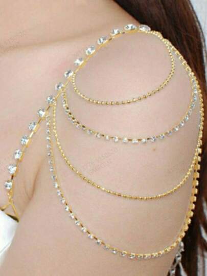 1 Pc Elegant Bride Wedding Crystal Shoulder Chain Dress Accessory