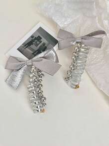 1/2 szt. wysokiej jakości srebrnej gumki do włosów w kształcie kokardki, idealnej do wysokich i niskich kucyków z tyłu głowy, warkoczyki bąbelkowe, akcesoria do włosów, przybory do włosów, akcesoria kosmetyczne, akcesoria do kręconych włosów dla kobiet, jesień, podróże, akcesoria do włosów, akcesoria damskie, artykuły do włosów, kręcone włosy, gumki do włosów, gumki do włosów, akcesoria do kręconych włosów, prezenty, podróże, prezenty dla kobiet, artykuły do włosów, ozdoby do pończoch