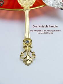 1pc/5pcs/10pcs Vintage Crown Patterned Alloy Mini Spoon For Mug, Coffee, Ice Cream Back To School - Gold and Silver - View 5