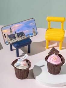 Desk Top Vertical Phone Holder Stand, Creative Desktop Mini Chair, Foldable Slouchy Person Stand, Office Small Stool Decoration Gifts, Phone Holder