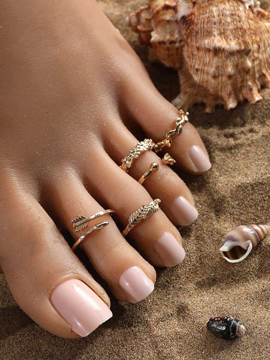 12pcs Fashionable Minimalist Adjustable Open Toe Rings, Suitable For Daily Wear, Beach, Holiday - Foot Rings - View 1