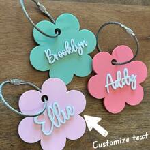 1 Stück Gepäckanhänger aus Acryl mit Schleife - süßer minimalistischer personalisierter Namen Tasche Identifikator, leichtes Reiseaccessoire für Rucksäcke und Koffer