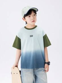 zosee 2025 Nieuwe Kinderen Jongen Korte Mouw Gradiënt T-shirt Modieus Kinderen Zomer Top Half Mouw, Zosee