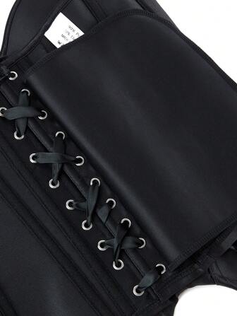 Overbust Corset Top Bustier, Striped With Cups, Strapless Women's Bodysuit, Slimming Shapewear, Suitable For Costume Parties, Halloween, Pure Black Color