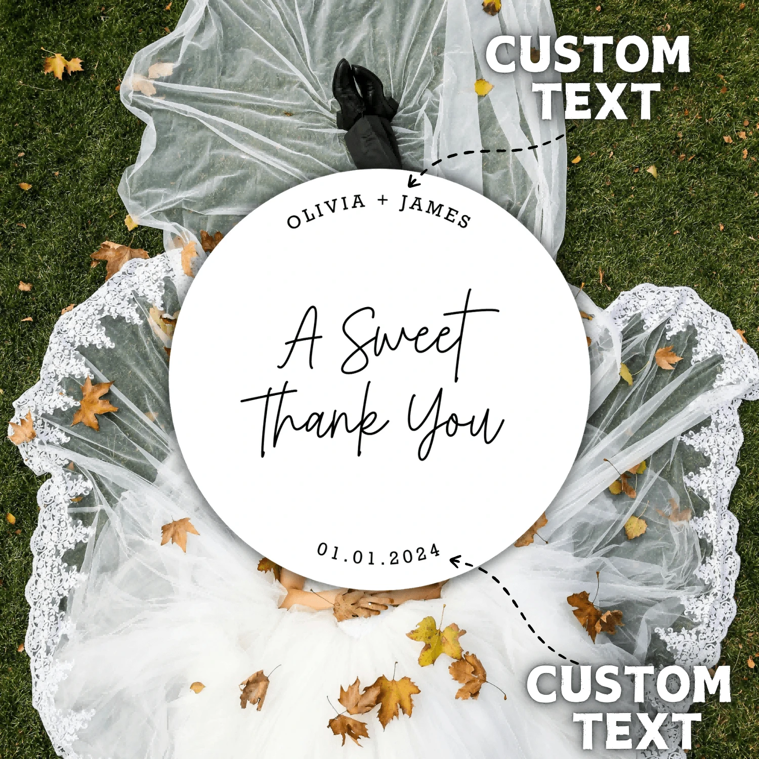 1.57Inch 100PCS Custom Wedding Stickers Personalized A Sweet Thank You ...
