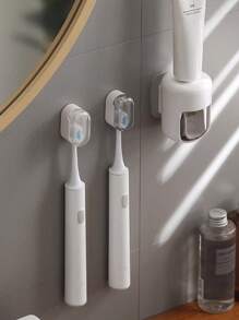 Soporte para cepillo de dientes montado en la pared con cubierta antipolvo, organizador de almacenamiento impermeable para cepillo de dientes y accesorios de baño (color aleatorio) Decoración de otoño sin taladrar para el baño del hogar