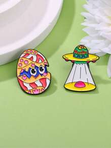 4 件复活节彩蛋卡通胸针，可爱创意彩绘连衣裙装饰珐琅合金徽章