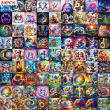 10/20/30 pièces Kit de peinture de diamant DIY, convient aux débutants, petite taille de peinture de diamant, motifs d'animaux et de paysages de forage complet, décoration de la maison, 20x20cm/8x8 pouces motif aléatoire affiché dans l'image principale - 20x20cm/8x8 pouces - Voir 10