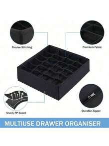 1pc Socks And Underwear Storage Box, 24-Grid Foldable Drawer Divider Organizer Separating Basket For Closet, Saving Space For Home Wardrobe, Bedroom Accessories Organizer Decorations Decor Festival Decor Room Decor Home Decor Decor Bedroom Decor Dress Pants Shoes Jeans Boots Skirt