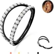 Anneaux de nez - Anneaux de nez en acier chirurgical 316L à double anneau, 14G/16G/18G/20G, bijoux de piercing au cartilage, septum, lèvre, hélix, rook, tragus, 8mm/10mm/12mm