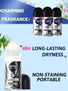 Men Black White Invisible Roll-On Antiperspirant Deodorant, Charming Fragrance, Invisible Formula, Does Not Leave Stains, Long-Lasting For Refreshing & Odor Protection, Suitable For Various Occasions - Black and White Invisible - View 6