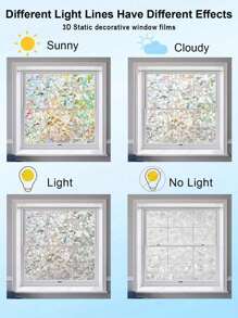1 Roll Window Privacy Film Rainbow Window Film Decorative Window Sticker, 3D Static Stained Glass Cling Window Tint For Home Heat Control Non-Adhesive Window Glass Films For Office - Multicolor - View 7