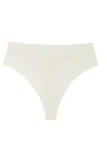 1 件女士奶白色高弹无缝内裤，纯色网眼镂空性感丁字裤，隐形裸感连体三角裤