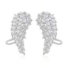 1 对时尚优雅的天使翼耳环 - 奢华铜耳环配闪亮方晶锆石，适合派对、婚礼、女性日常聚会、生日和周年纪念礼物 - 彩色 - 查看 5