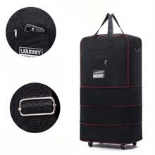 1pc Large Capacity Expandable Wheeled Travel Bag, 3-Layer Foldable Waterproof Luggage Bag, Rolling Suitcase With 6 Wheels, Airport Check-In Bag - Swivel Wheels, Foldable, Water-Resistant - Ideal For Business Trip, Study Abroad, Vacation, Unisex Holiday Essentials Holiday Travel Essentials Travel Accessories